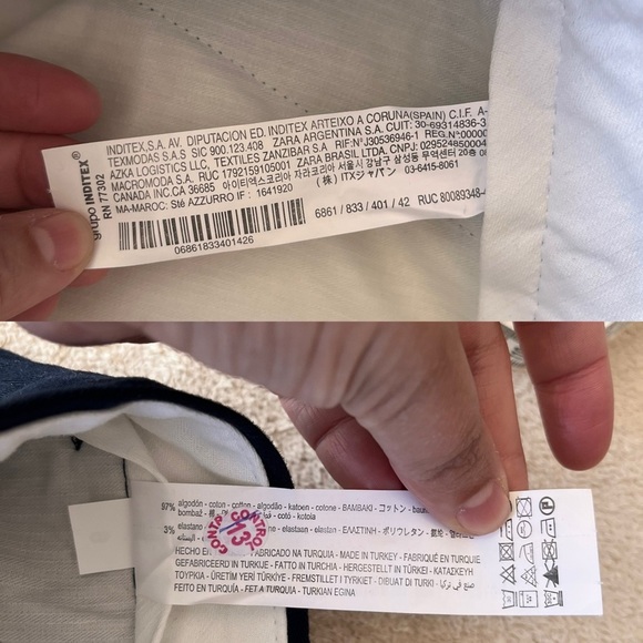 NWT Zara Slim Stretch Chino Pants 32 Navy Blue - Picture 11 of 11